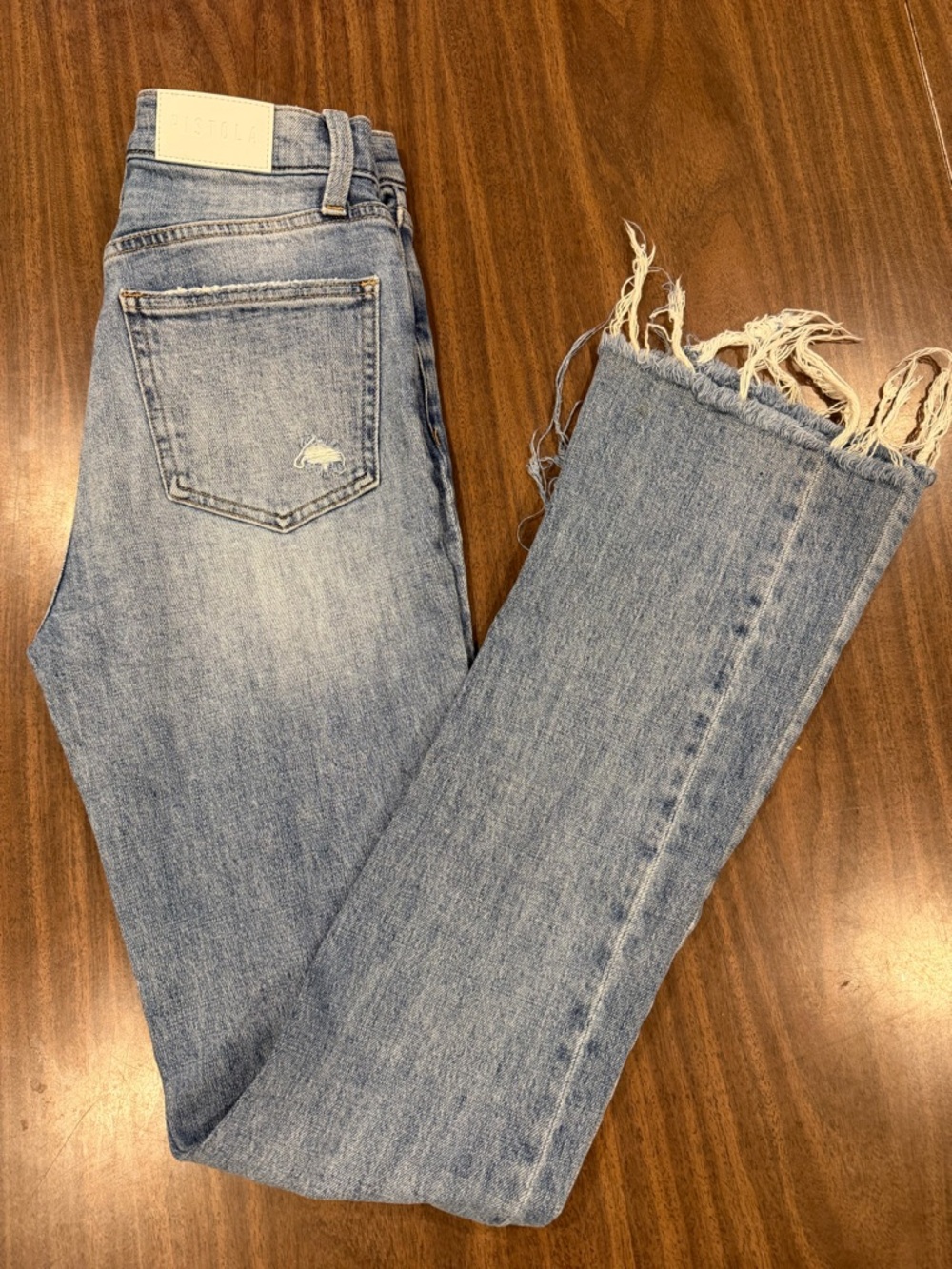 pistola Light Blue Distressed Straight-Leg Jeans